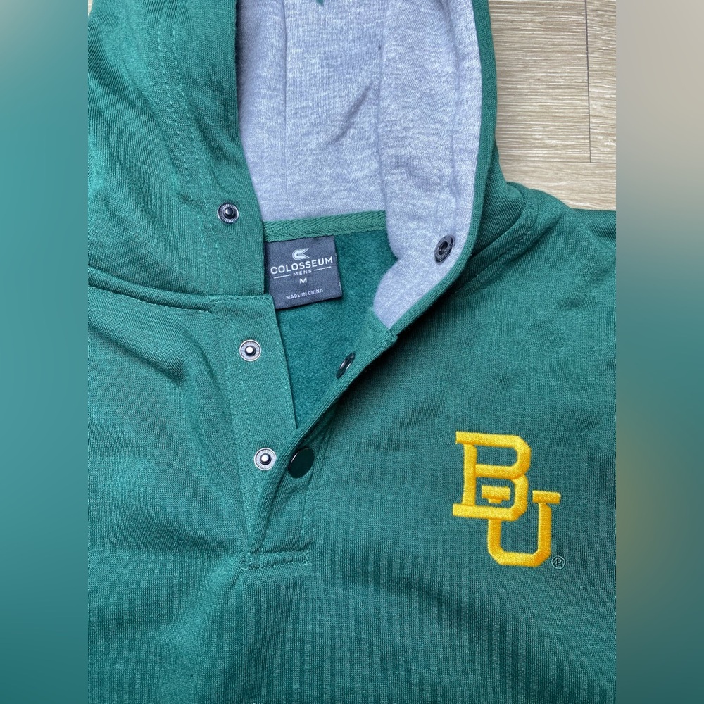 Colosseum Men's Medium Baylor Bears BU Logo 1/4 Snap Pullover Sweatshirt Hoodie - Picture 4 of 11